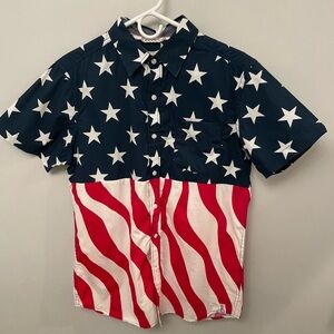 American Flag Stars & Stripes Button Up Shirt Patriotic USA 🇺🇸